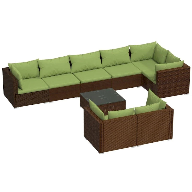 Ensemble de salon de jardin vidaXL avec coussins, en rotin synthétique marron - 70 x 70 x 61 cm