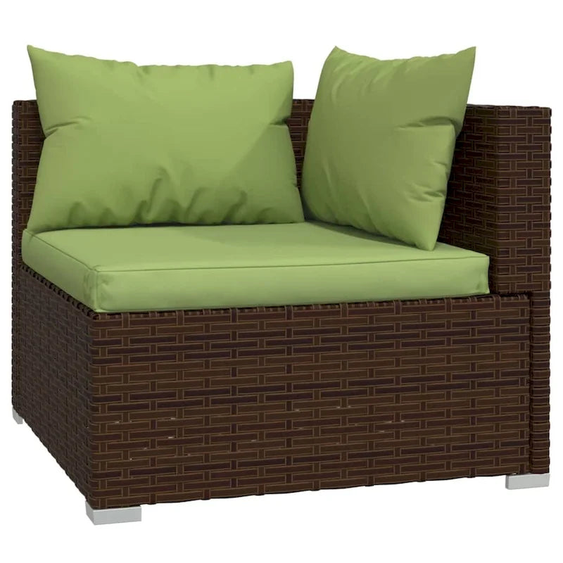 Ensemble de salon de jardin vidaXL avec coussins, en rotin synthétique marron - 70 x 70 x 61 cm