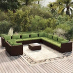 Ensemble de salon de jardin vidaXL avec coussins, en rotin synthétique marron - 70 x 70 x 61 cm