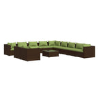 Ensemble de salon de jardin vidaXL avec coussins, en rotin synthétique marron - 70 x 70 x 61 cm