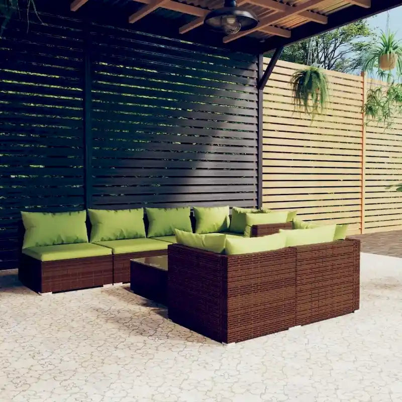 Ensemble de salon de jardin vidaXL avec coussins, en rotin synthétique marron - 70 x 70 x 61 cm