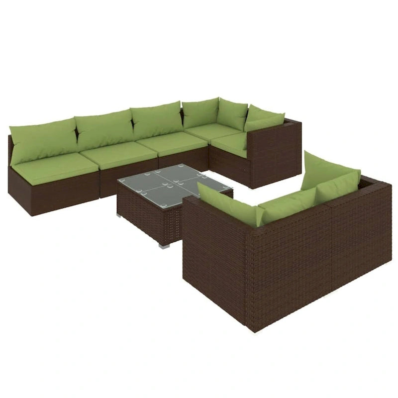 Ensemble de salon de jardin vidaXL avec coussins, en rotin synthétique marron - 70 x 70 x 61 cm