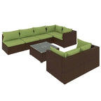 Ensemble de salon de jardin vidaXL avec coussins, en rotin synthétique marron - 70 x 70 x 61 cm
