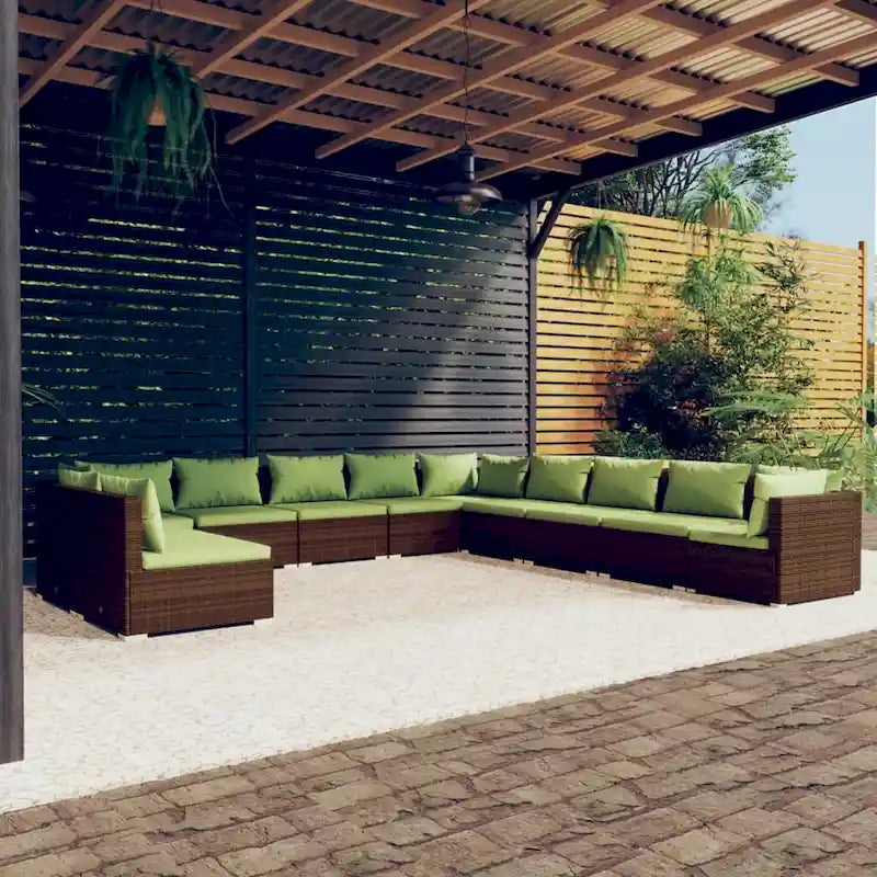 Ensemble de salon de jardin vidaXL avec coussins, en rotin synthétique marron - 70 x 70 x 61 cm