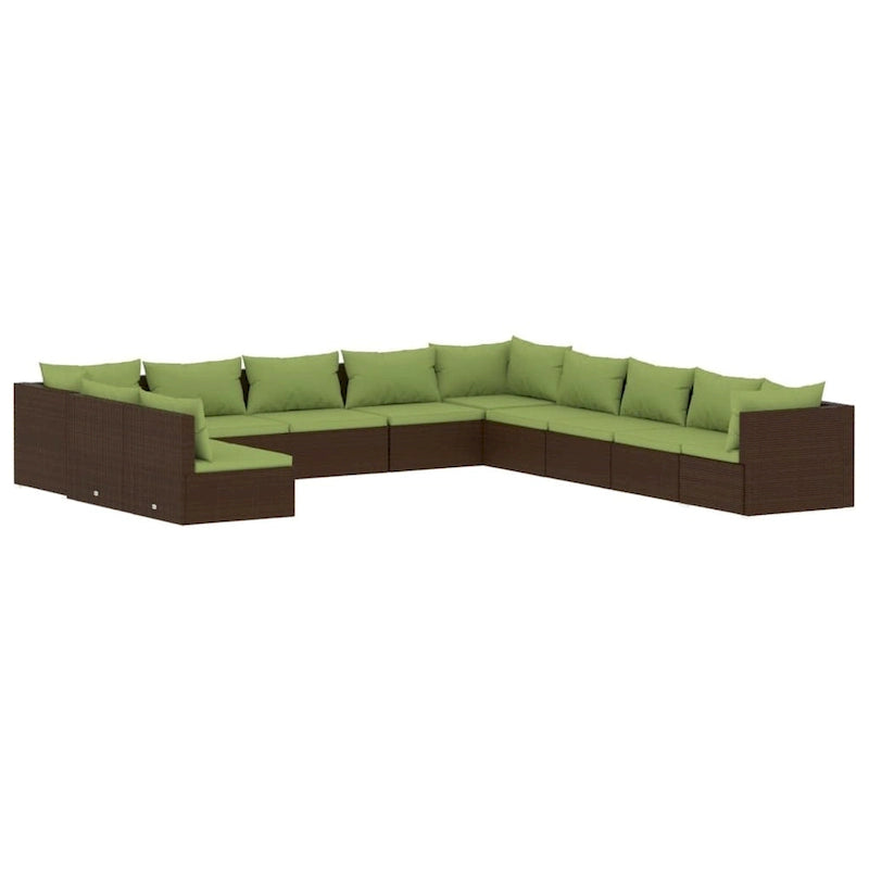 Ensemble de salon de jardin vidaXL avec coussins, en rotin synthétique marron - 70 x 70 x 61 cm