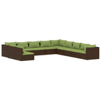 Ensemble de salon de jardin vidaXL avec coussins, en rotin synthétique marron - 70 x 70 x 61 cm
