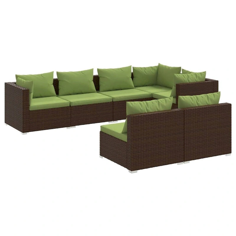 Ensemble de salon de jardin vidaXL avec coussins, en rotin synthétique marron - 70 x 70 x 61 cm