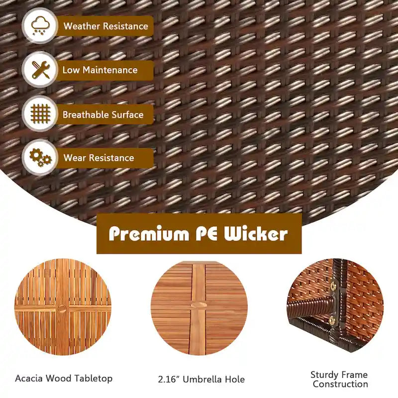 Ensemble de salle à manger en rotin tressé Gymax 9 pièces pour patio et extérieur - Voir les détails