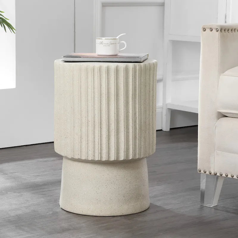 Kline 19  Modern Art Deco Tambour Accent Table , by JONATHAN Y
