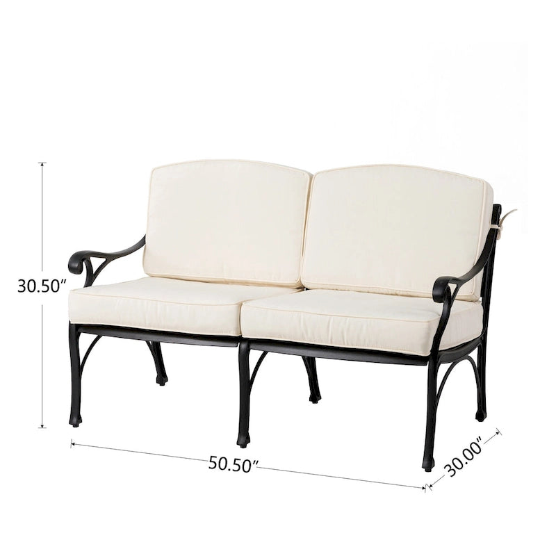 Ensemble de canapé d'angle de patio Elm Plus 2 pièces en aluminium moulé avec coussins beiges