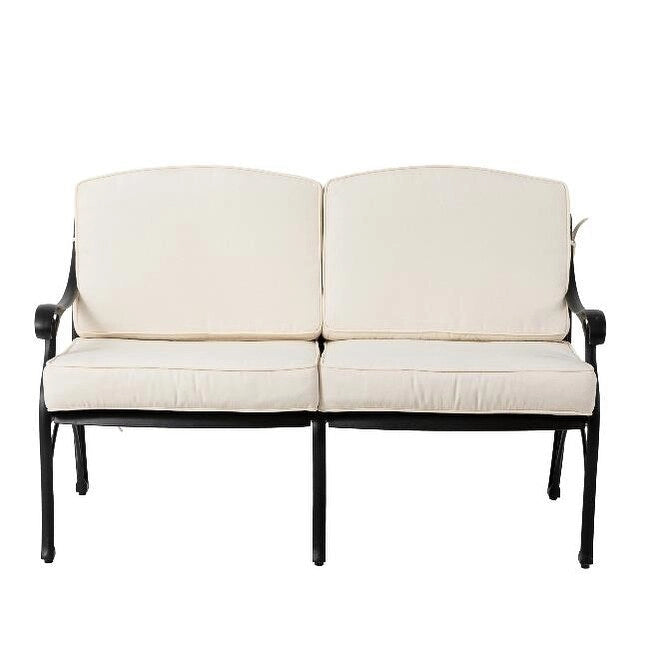 Ensemble de canapé d'angle de patio Elm Plus 2 pièces en aluminium moulé avec coussins beiges