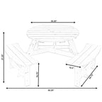 Table de pique-nique ronde d'extérieur en bois avec bancs intégrés