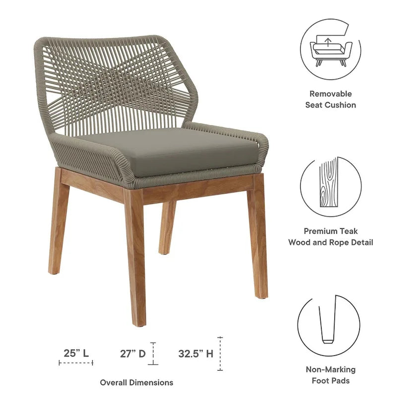 Chaise de salle à manger d'extérieur Wellspring en bois de teck