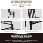 Ensemble de salle à manger de patio 7 pièces MAISON ARTS en faux bois/acier avec 6 chaises empilables