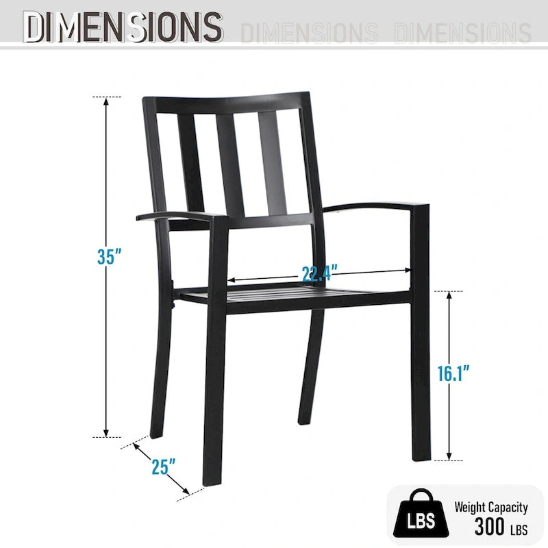 Ensemble de salle à manger de patio 7 pièces MAISON ARTS en faux bois/acier avec 6 chaises empilables