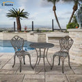 Ensemble table et chaises de bistro en aluminium moulé (3 pièces)