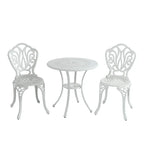 Ensemble table et chaises de bistro en aluminium moulé (3 pièces)