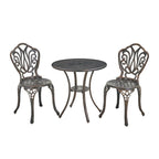 Ensemble table et chaises de bistro en aluminium moulé (3 pièces)