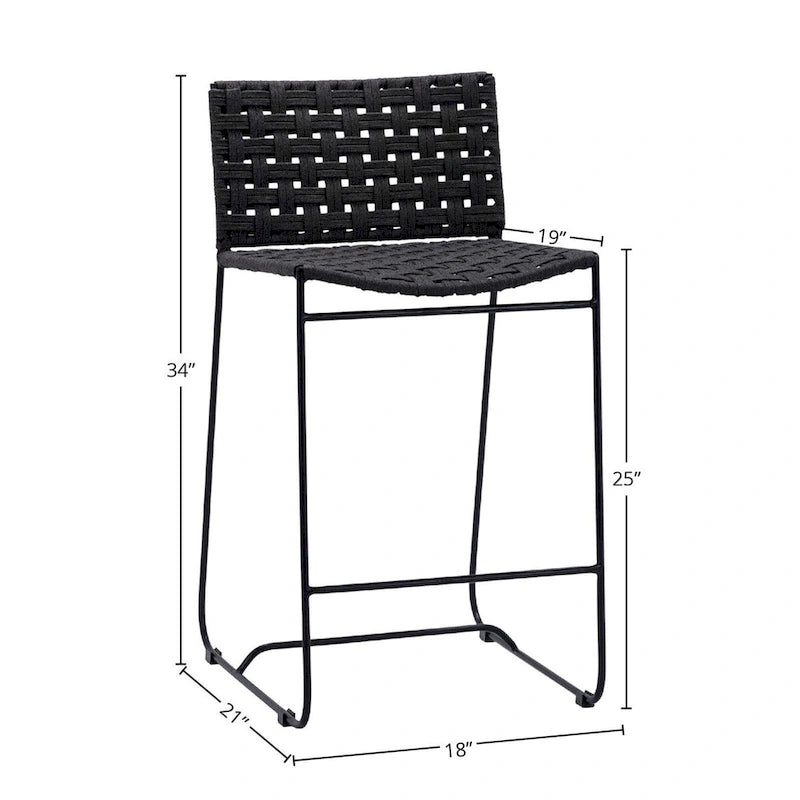 Tabouret de bar Alice pour intérieur/extérieur, en corde plate et fer