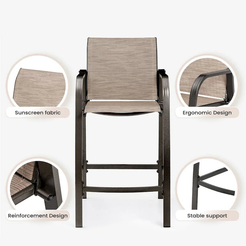 Tabourets de bar d'extérieur VredHom (lot de 4) - 55 cm (L) x 65 cm (P) x 111 cm (H)