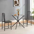 Ensemble de salle à manger pour 2 personnes : table carrée en verre trempé et 2 chaises en métal - Dimensions des chaises : 35,3 cm (L) x 38,9 cm (l) x 90,4 cm (H)