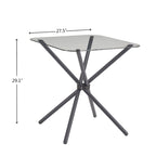 Ensemble de salle à manger pour 2 personnes : table carrée en verre trempé et 2 chaises en métal - Dimensions des chaises : 35,3 cm (L) x 38,9 cm (l) x 90,4 cm (H)