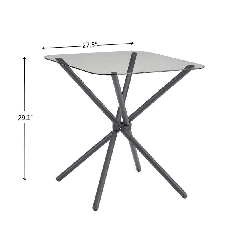 Ensemble de salle à manger pour 2 personnes : table carrée en verre trempé et 2 chaises en métal - Dimensions des chaises : 35,3 cm (L) x 38,9 cm (l) x 90,4 cm (H)