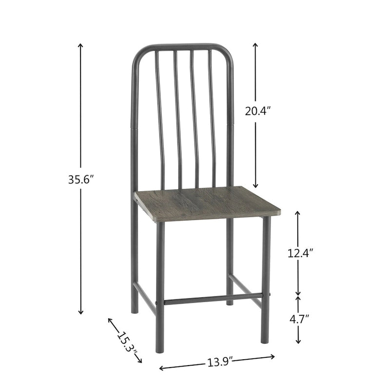 Ensemble de salle à manger pour 2 personnes : table carrée en verre trempé et 2 chaises en métal - Dimensions des chaises : 35,3 cm (L) x 38,9 cm (l) x 90,4 cm (H)