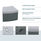 Ensemble de canapé d'extérieur en rotin 10 pièces avec causeuses, tables d'appoint, poufs et coffres de rangement, ensemble de meubles de patio en résine tressée PE