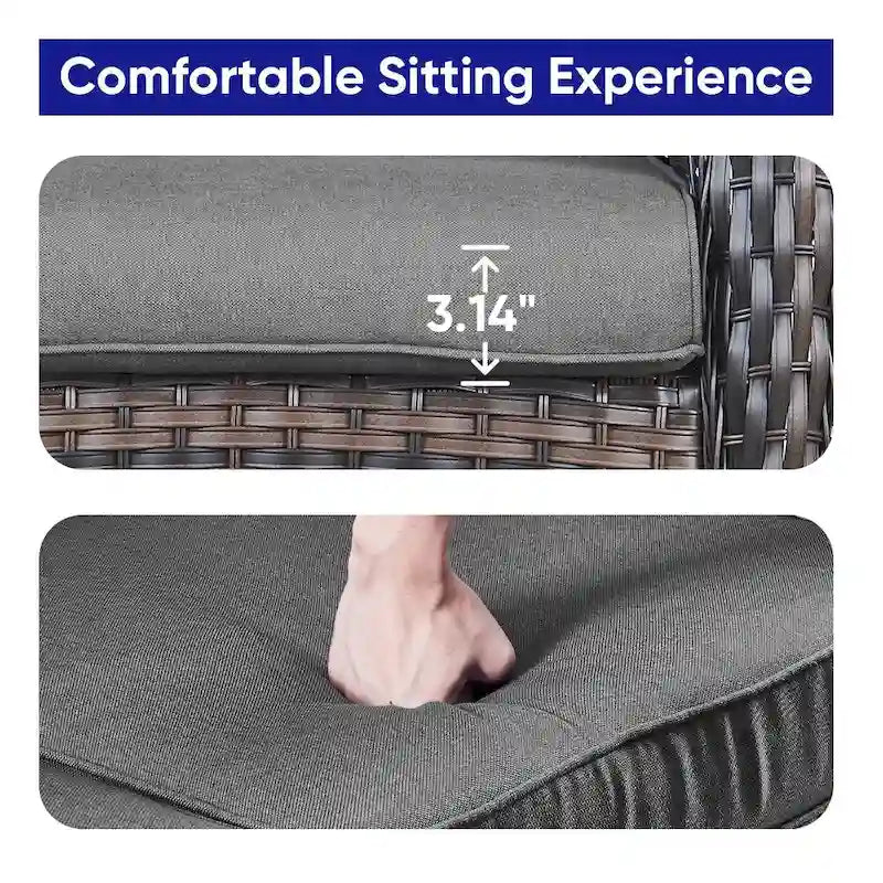 Ensemble table basse, fauteuil pivotant et repose-pieds pour patio - Marron