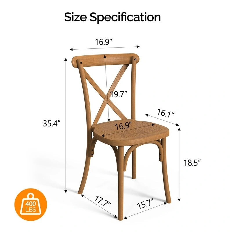 Ensemble de 2 chaises de salle à manger empilables en plastique pour patio