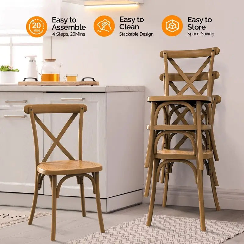 Ensemble de 2 chaises de salle à manger empilables en plastique pour patio