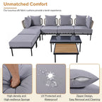 Ensemble de canapé d'angle 8 pièces pour patio avec table basse