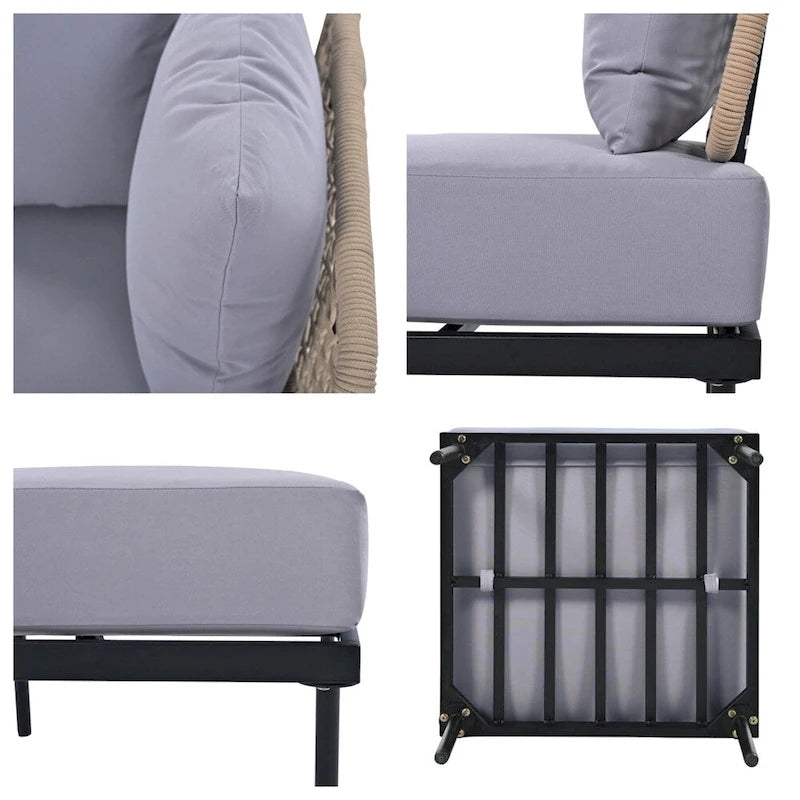 Ensemble de canapé d'angle 8 pièces pour patio avec table basse