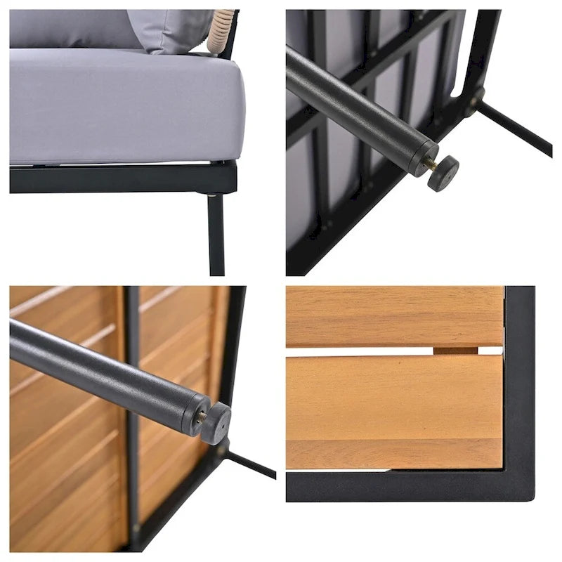 Ensemble de canapé d'angle 8 pièces pour patio avec table basse