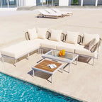 Ensemble de canapé d'angle 8 pièces pour patio avec table basse