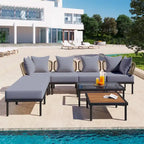 Ensemble de canapé d'angle 8 pièces pour patio avec table basse
