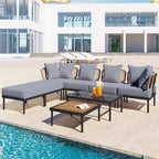 Ensemble de canapé d'angle 8 pièces pour patio avec table basse