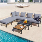 Ensemble de canapé d'angle 8 pièces pour patio avec table basse