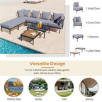 Ensemble de canapé d'angle 8 pièces pour patio avec table basse