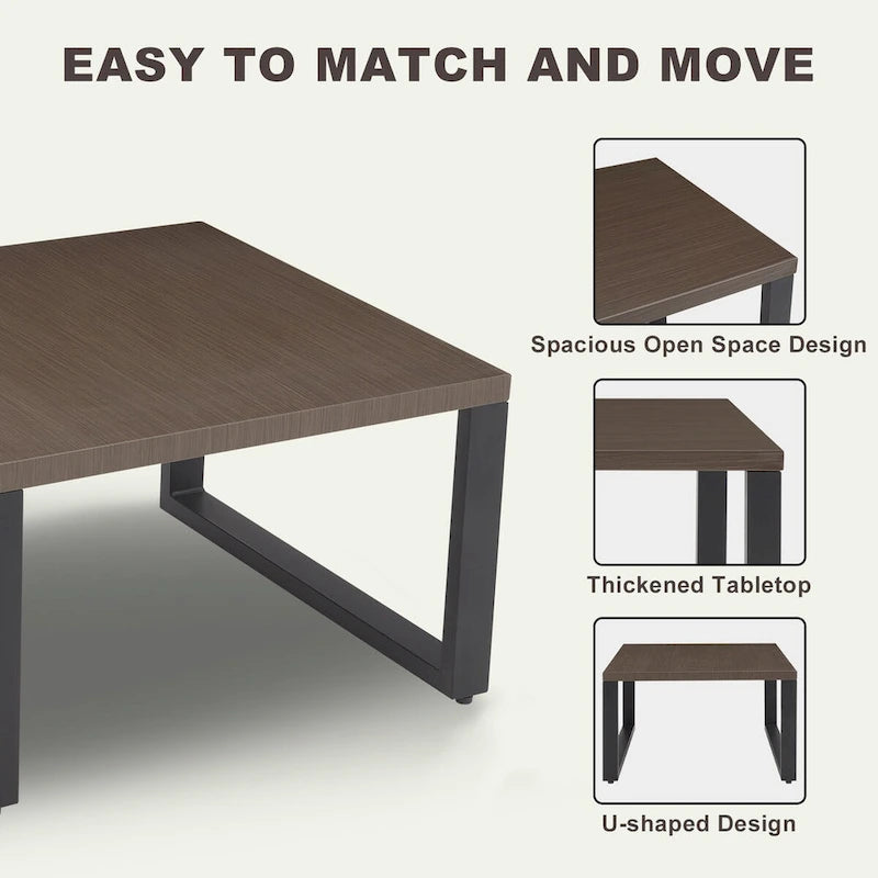 Table basse de patio, table d'extérieur en métal et acier