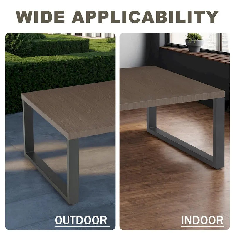 Table basse de patio, table d'extérieur en métal et acier