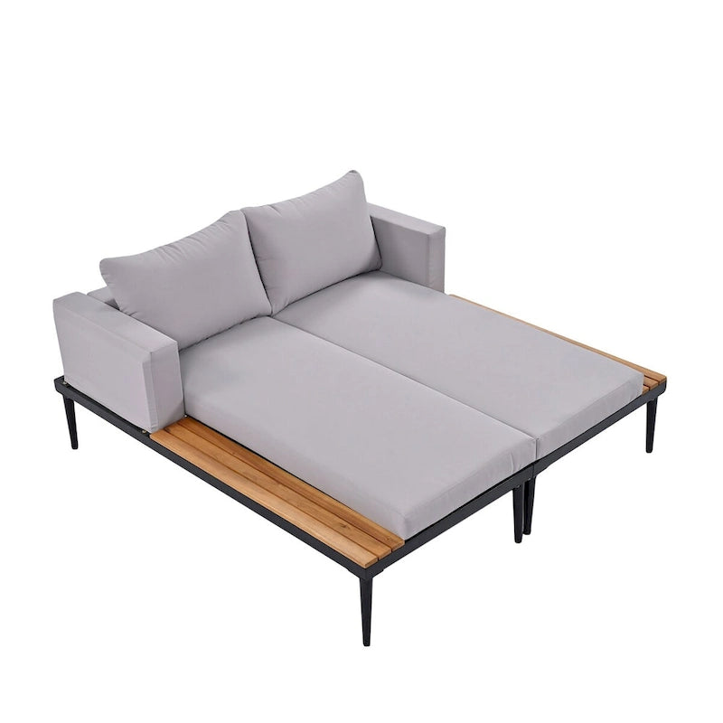Lit de jour d'extérieur avec espaces latéraux en bois d'acacia