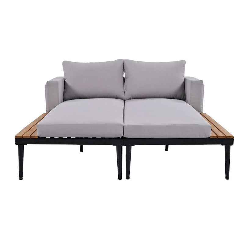 Lit de jour d'extérieur avec espaces latéraux en bois d'acacia