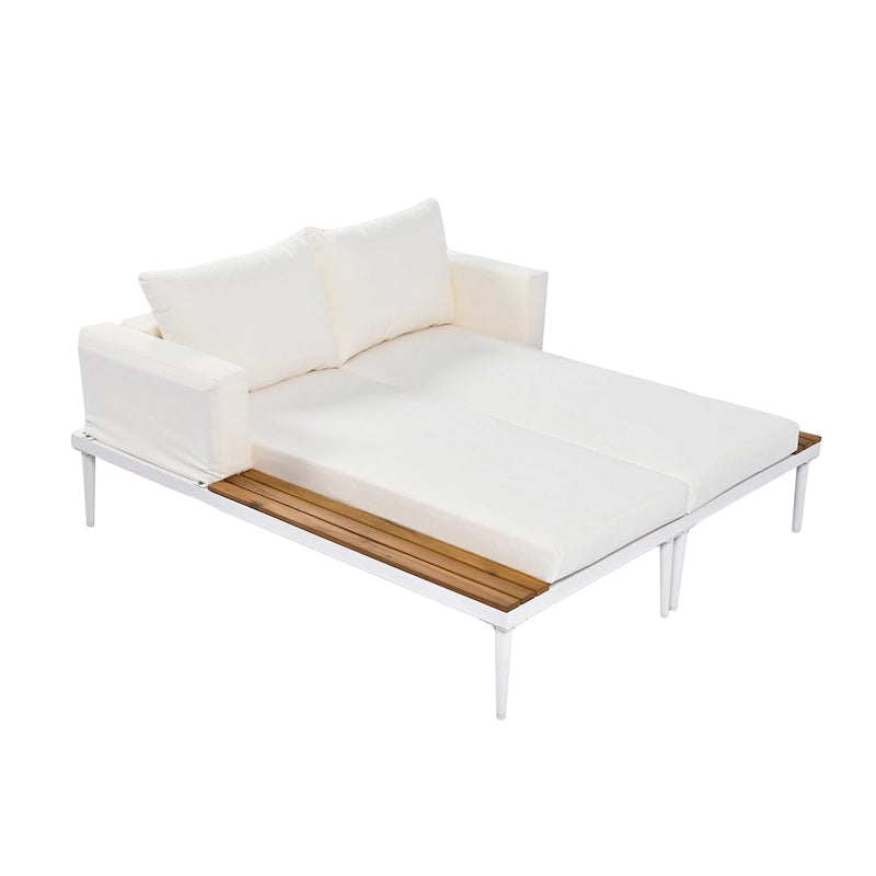 Lit de jour d'extérieur avec espaces latéraux en bois d'acacia