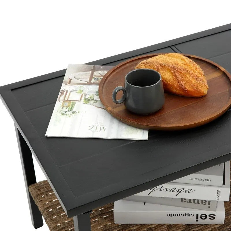 Ensemble de canapé de conversation d'extérieur 4 pièces en rotin tressé avec coussins