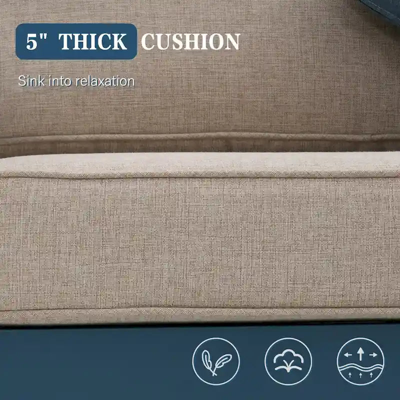 Canapé d'extérieur en aluminium Zenova, ensembles de canapés de patio, canapé d'angle de patio