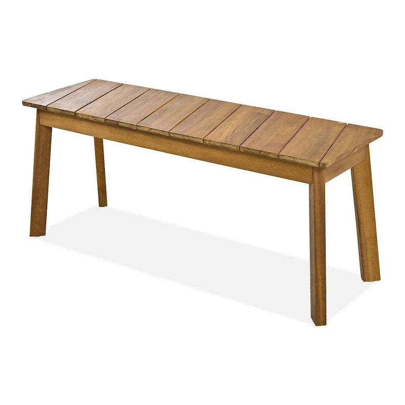 Ensemble de salle à manger d'extérieur 3 pièces en bois d'acacia comprenant une table, un banc et 2 bancs.
