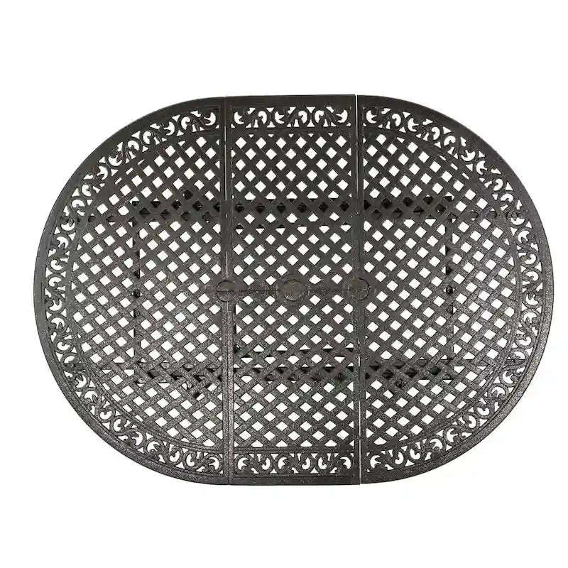 Table de salle à manger extensible d'extérieur en aluminium pour 4 à 6 personnes, finition bronze martelé, pour salle à manger ou cuisine.