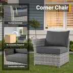 Ensemble de mobilier de jardin HOOOWOOO 10 pièces en osier gris avec foyer